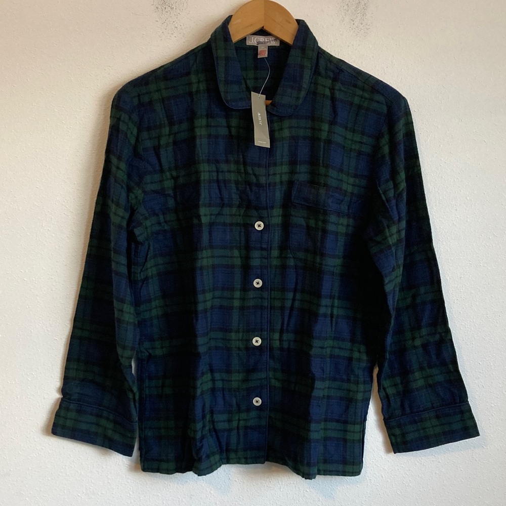 J. Crew Green and Blue Plaid Pajama Top